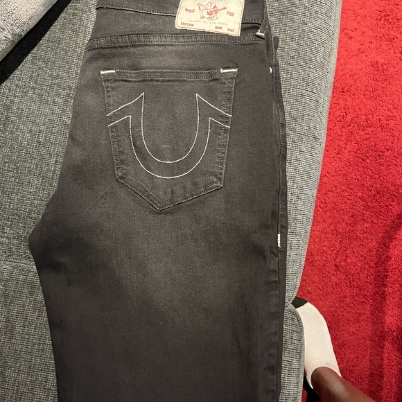 True Religion Black Relaxed Jeans with Signature Stitching